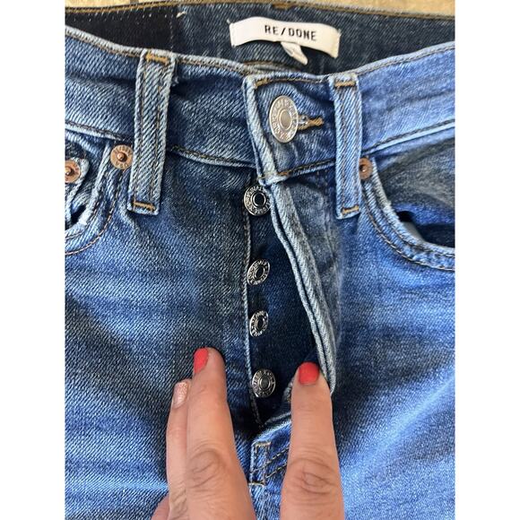 NWT RE/DONE ORIGINALS High Rise Ankle Crop Jean in Dusk Destroy Size 24 - Picture 8 of 16